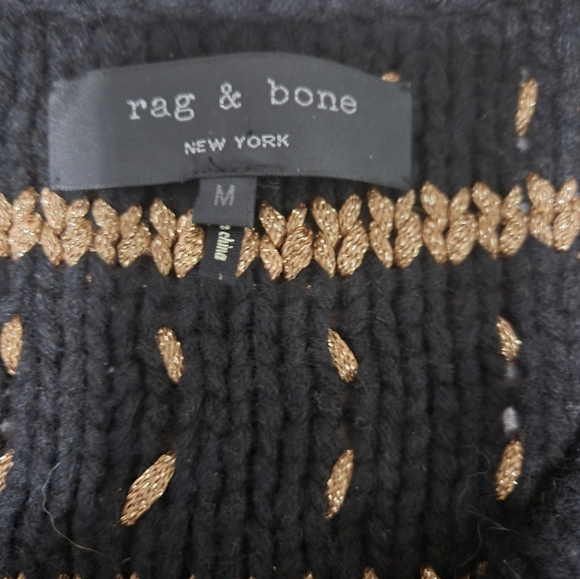 RAG & BONE black and gold lambswool sweater.  Size medium - Picture 6 of 9
